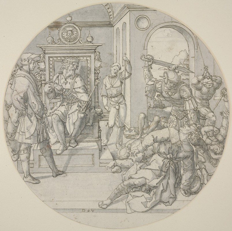 Ein König lässt Gefangene enthaupten by Dirk Jakobsz. Vellert — digital art print download