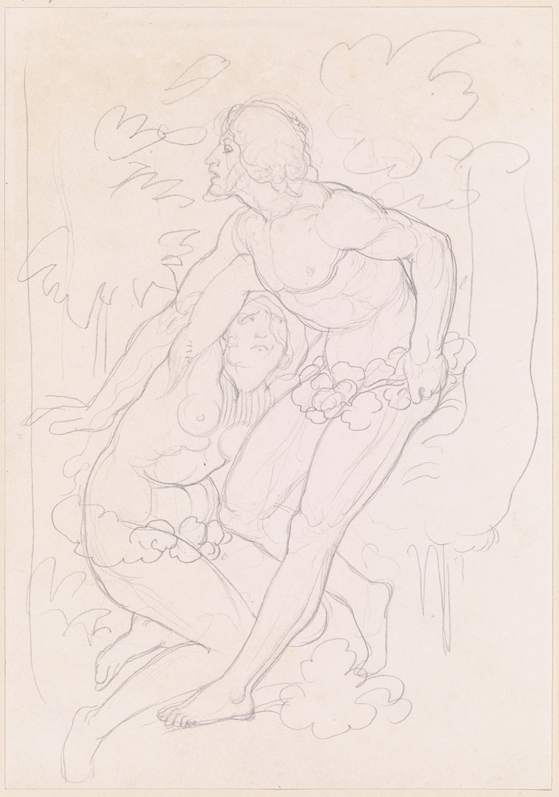 Adam und Eva sich verbergend. by Эдуард фон Штайнле — digital art print download