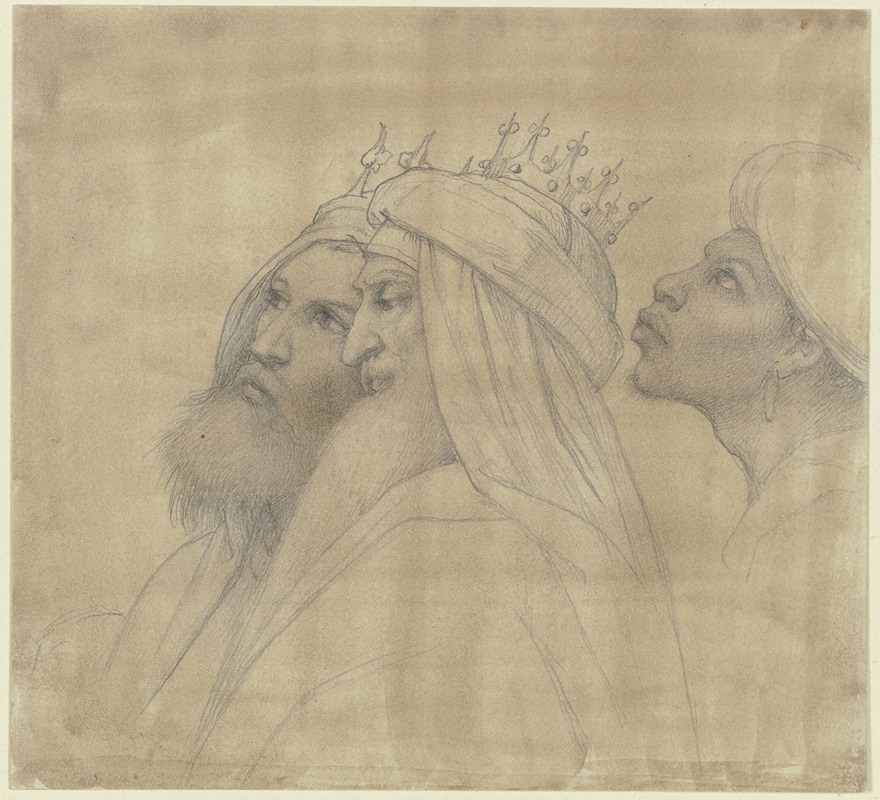 Köpfe der Heiligen drei Könige by Эдуард фон Штайнле — digital art print download