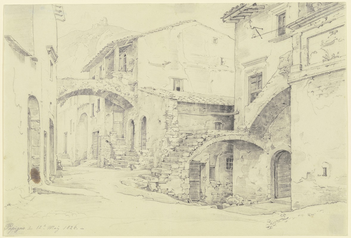 Street in Terni-Papigno by Эрнст Фриз, 1826 — digital art print download