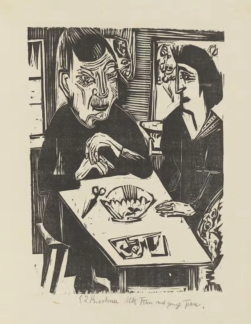 Старая и молодая женщина by Эрнст Людвиг Кирхнер, 1921 — digital art print download