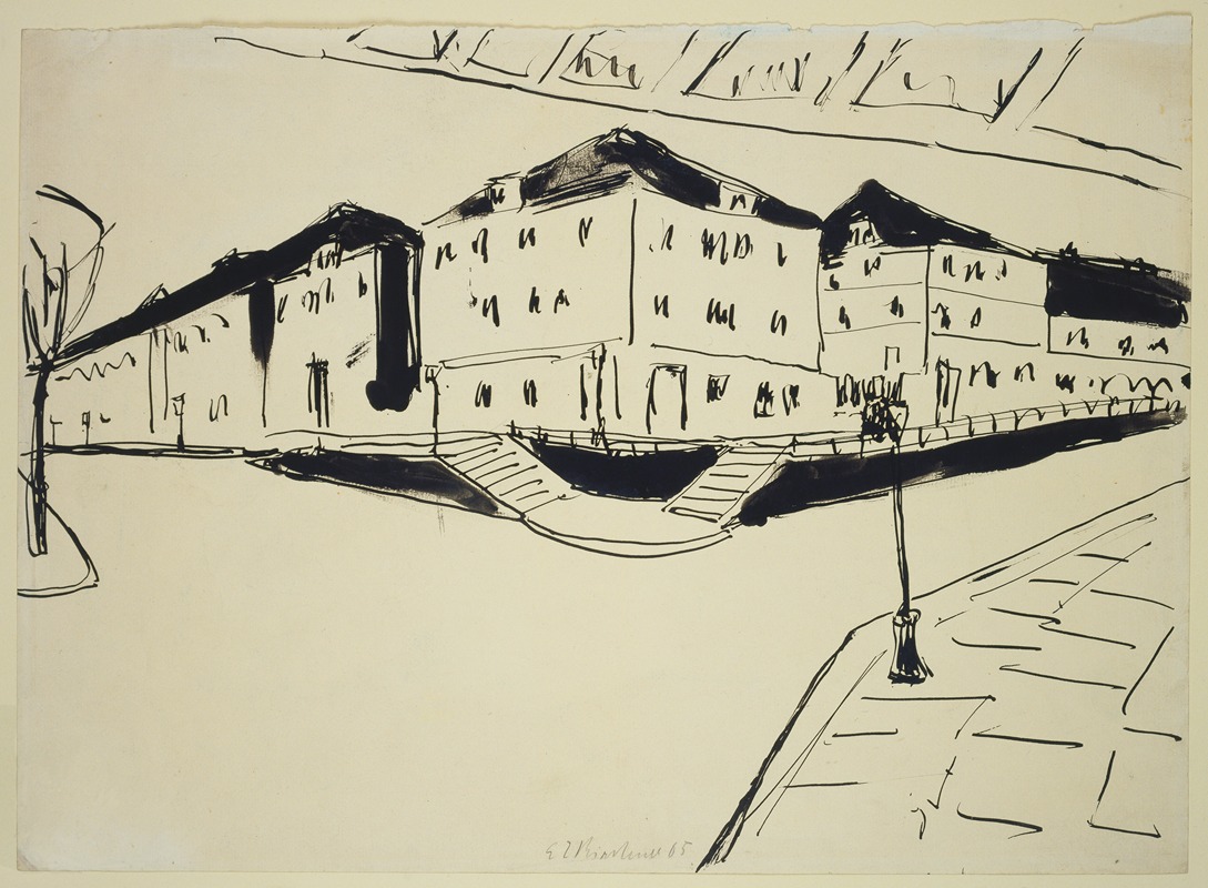 Häuser an einer Bahnunterführung in Dresden by Эрнст Людвиг Кирхнер, 1910 — digital art print download