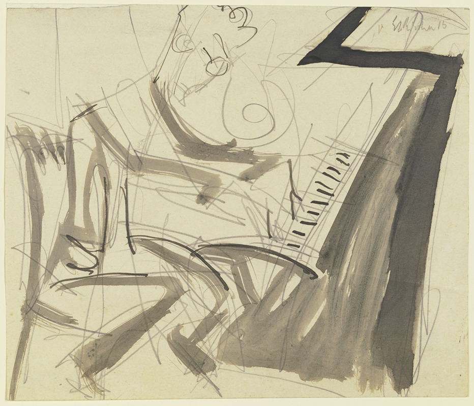 Klemperer at the piano by Эрнст Людвиг Кирхнер, 1915 — digital art print download