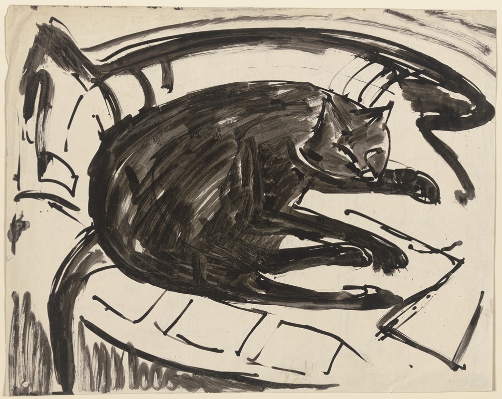 Lying cat by Эрнст Людвиг Кирхнер — digital art print download