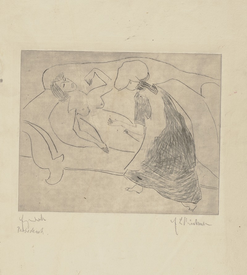 Mädchen, einer anderen den Bauch frottierend — Ernst Ludwig Kirchner