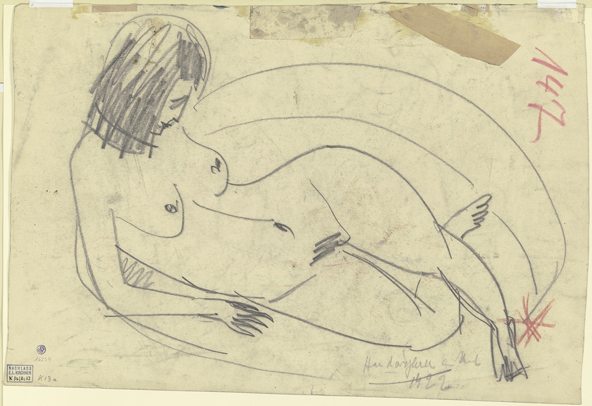 Reclining female nude by Эрнст Людвиг Кирхнер — digital art print download