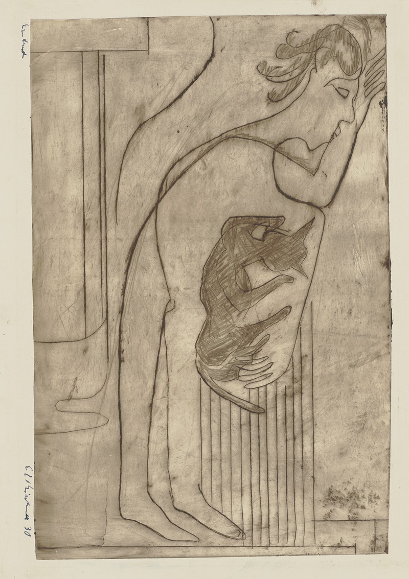 Schlafender mit Katze II by Ernst Ludwig Kirchner, 1930 — digital art print download