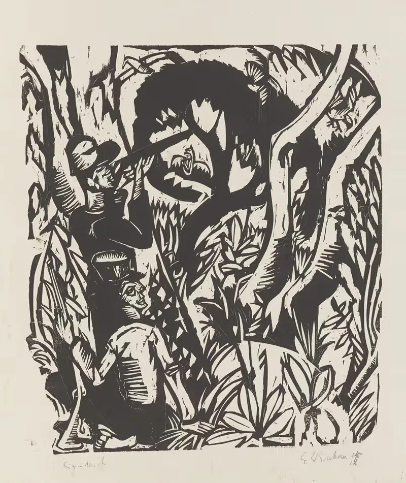 Голубятник в лесу, Фемарн by Эрнст Людвиг Кирхнер, 1912 — digital art print download