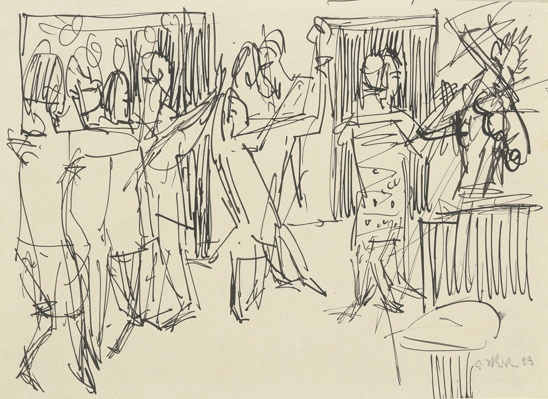 Vier tanzende Paare und Geiger — Ernst Ludwig Kirchner