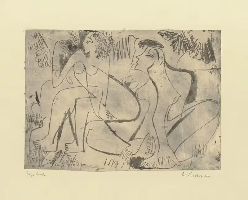 Две сидящие девушки на улице by Эрнст Людвиг Кирхнер, 1928 — digital art print download