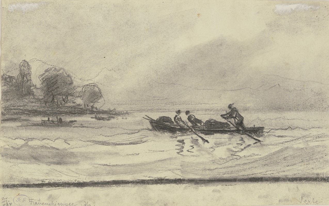 Boats at the Chiemsee by Фридрих Эрнст Морганштерн, 1876 — digital art print download