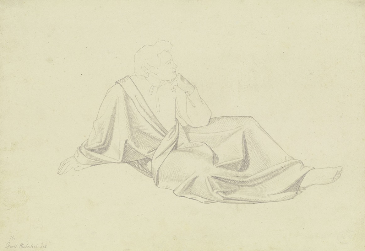Sitzende Gewandfigur nach rechts by Ernst Rietschel — digital art print download