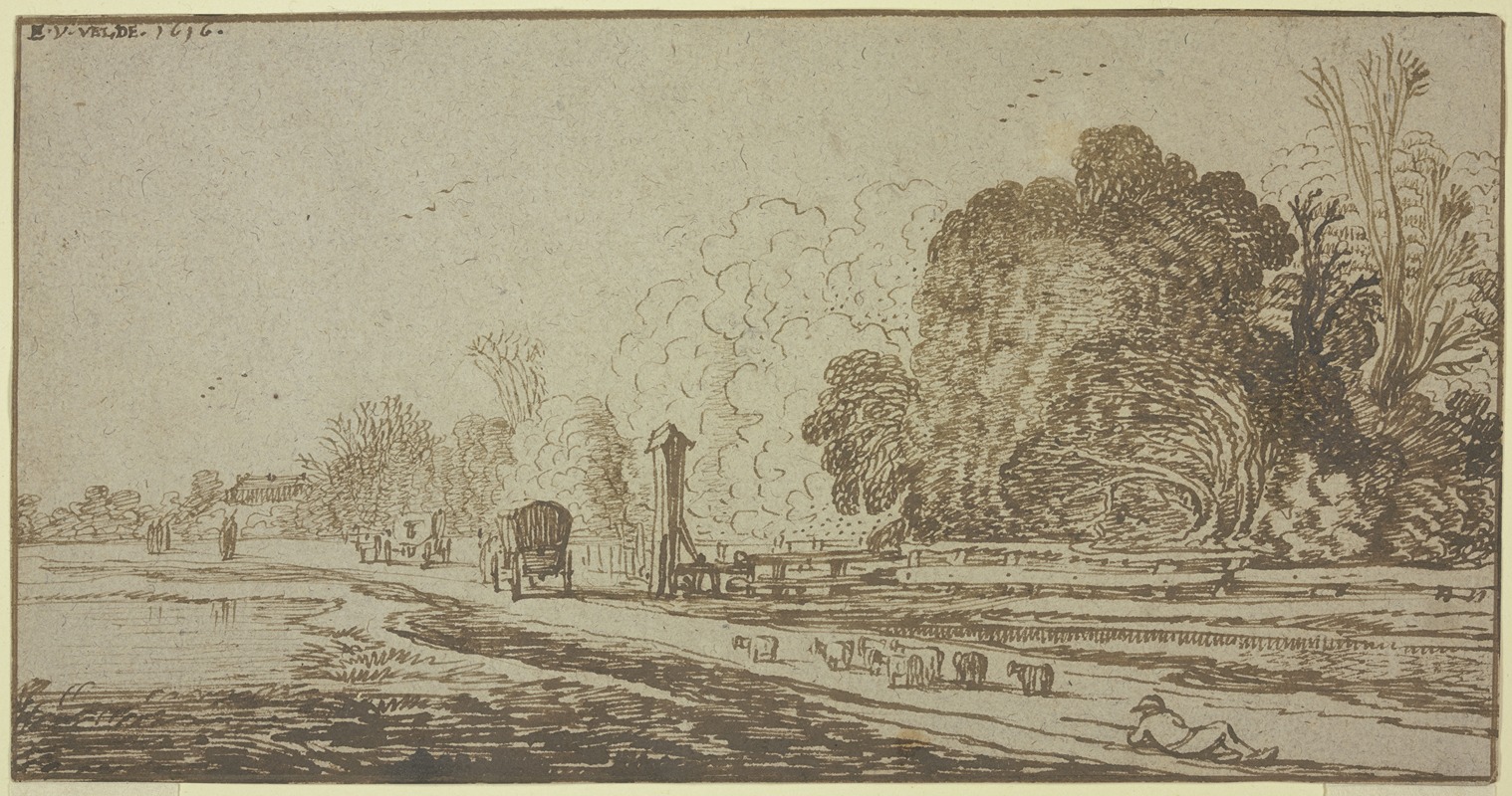 Road leading to a village — Esaias van de Velde