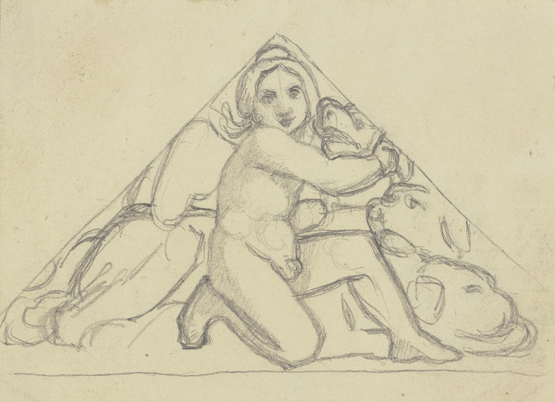 Erot with Cerberus by Eugen Eduard Schäffer, 1820 — digital art print download