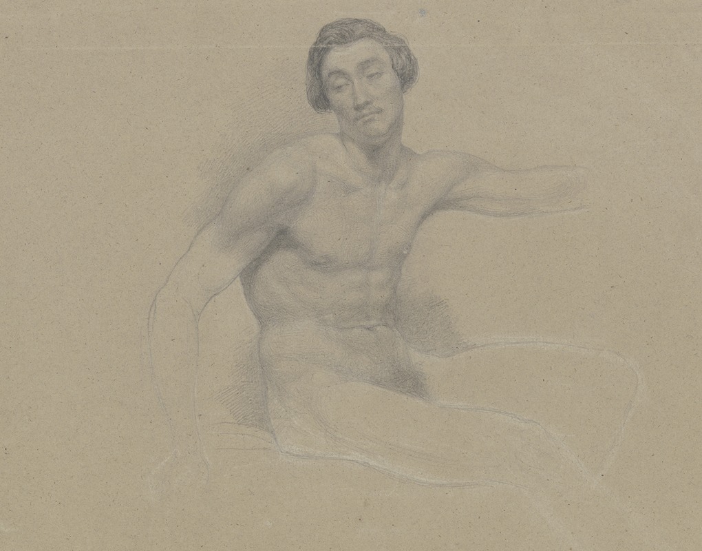 Männlicher Akt, sitzend nach rechts by Eugen Eduard Schäffer — digital art print download
