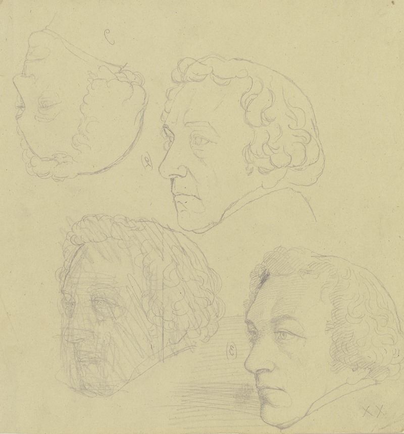 Studienblatt mit Bildnissen des Philipp Veit by Eugen Eduard Schäffer — digital art print download