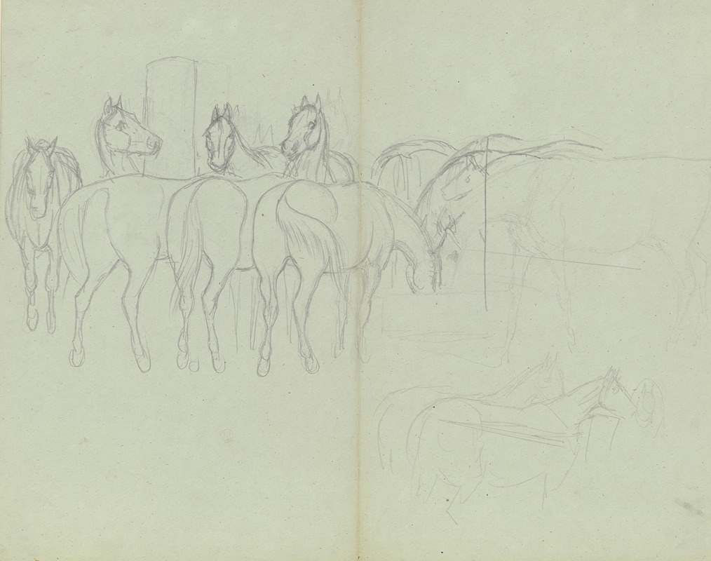 Herd of horses, grazing — Ferdinand Fellner