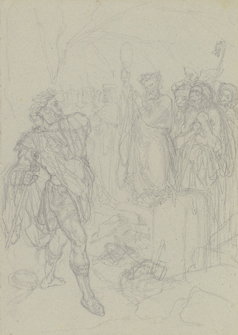 Macbeth with the witches by Фердинанд Фелльнер — digital art print download
