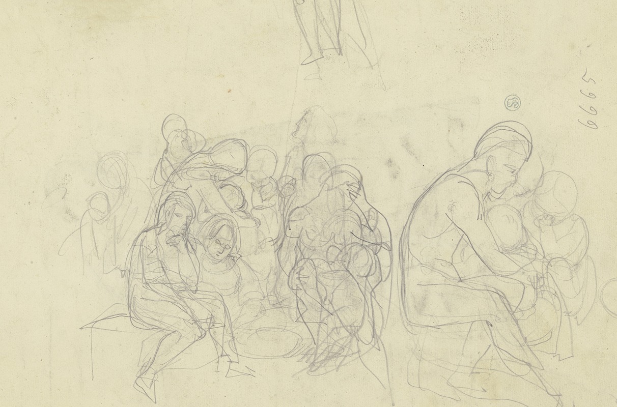 Sitting group of figures by Фердинанд Фелльнер — digital art print download