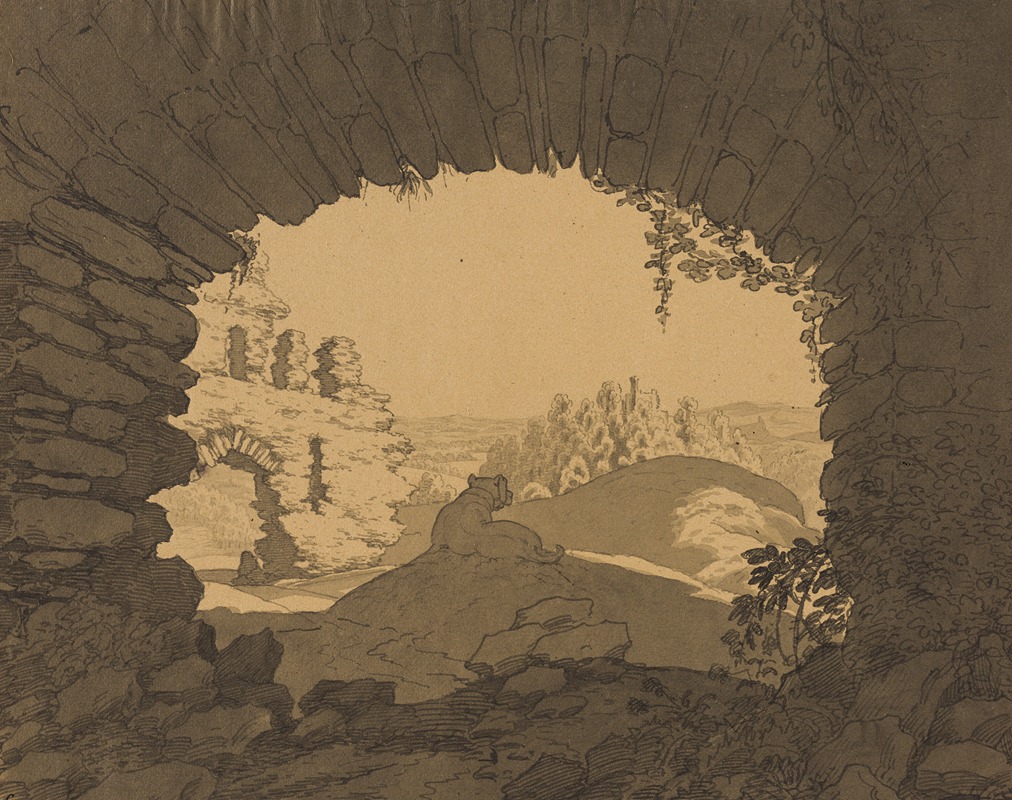 Südliche Landschaft mit Hund by Фердинанд Фелльнер — digital art print download