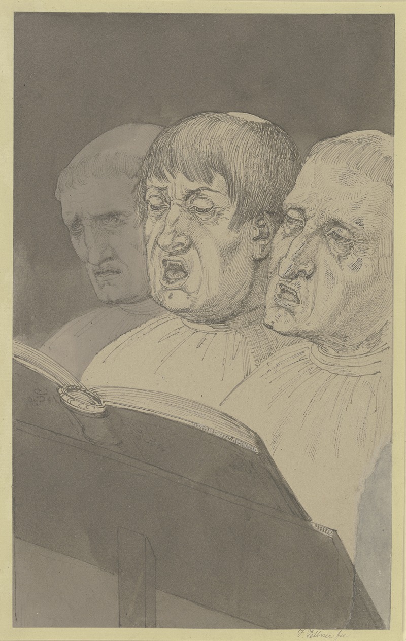 Three singing monks by Фердинанд Фелльнер — digital art print download