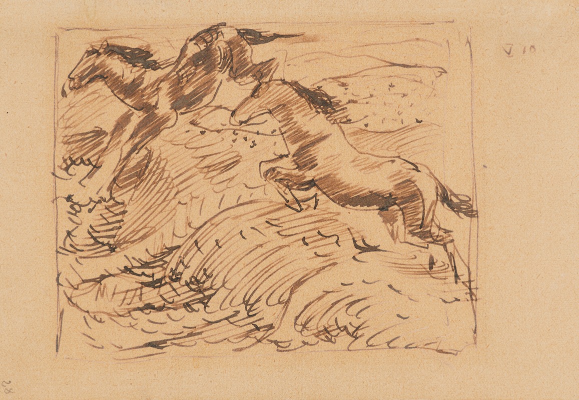 Springende Pferde, Kompositionsentwurf by Франц Марк, 1910 — digital art print download