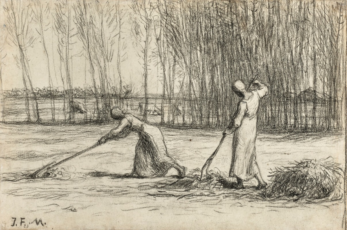 Two women working hay by Жан-Франсуа Миле — digital art print download