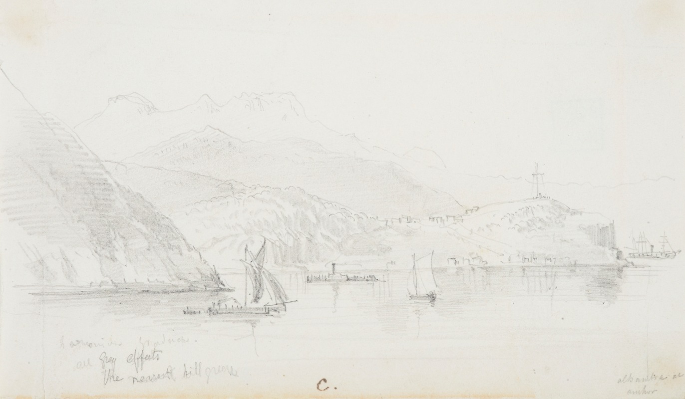 Alhambra at anchor (Port Chalmers) — Nicholas Chevalier