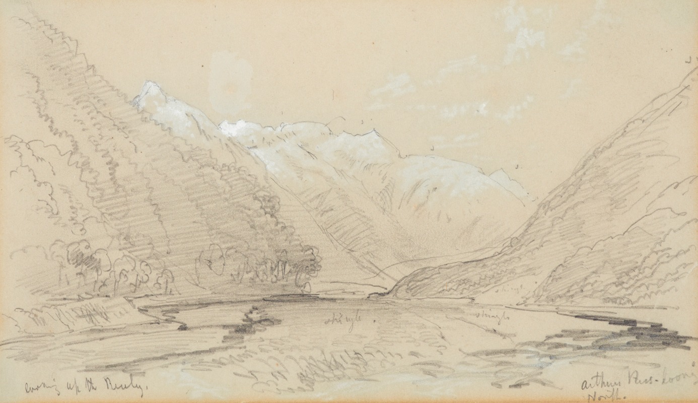 Looking up the Bealey. Arthurs Pass looking north by Николай Шевалье, 1866 — digital art print download