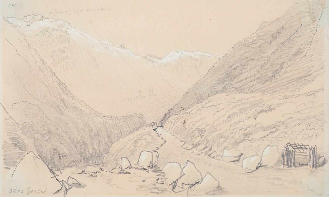Otira Gorge by Nicholas Chevalier, 1866 — digital art print download