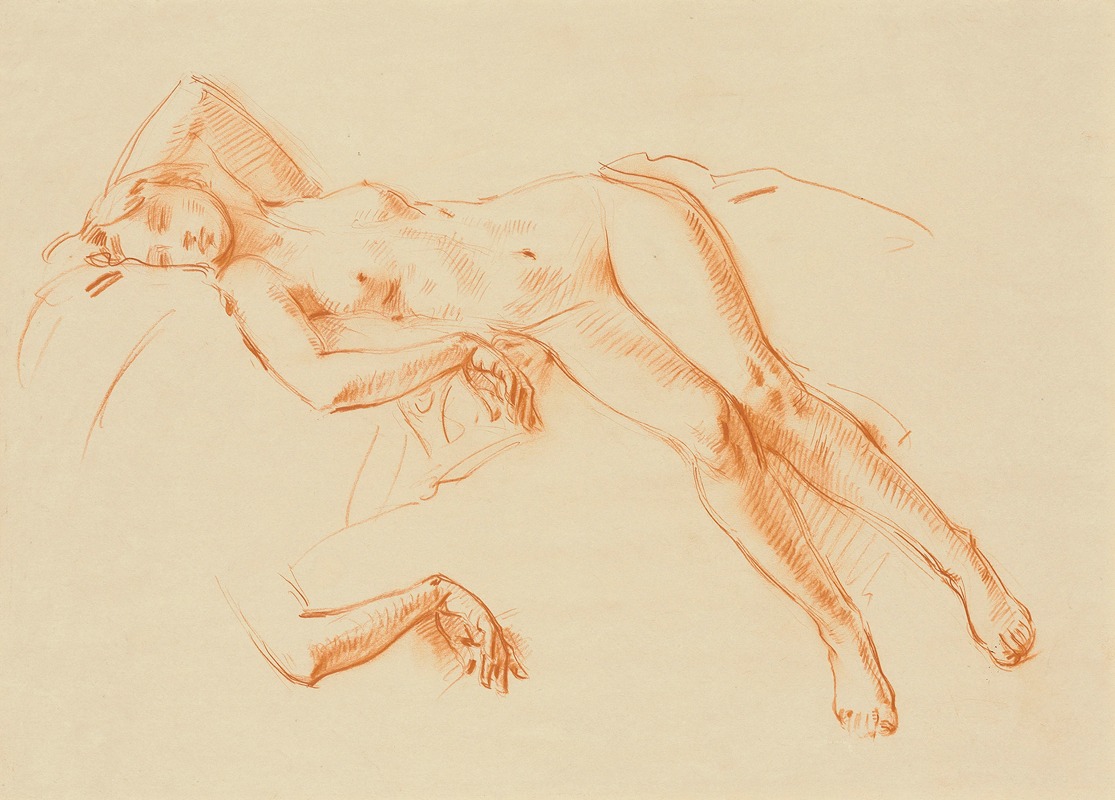 A reclining nude with a subsidiary study of arm — Wilfrid Gabriel de Glehn