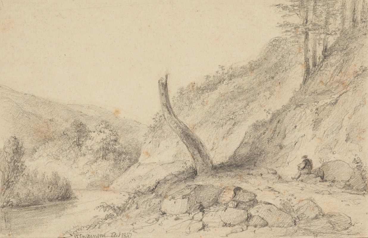 Entrance to second Hutt Gorge, Upper Hutt by William Swainson, 1847 — digital art print download