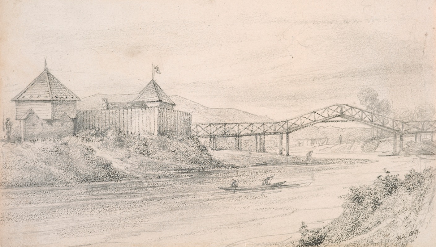 Fort Richmond and Hutt Bridge by William Swainson, 1847 — digital art print download