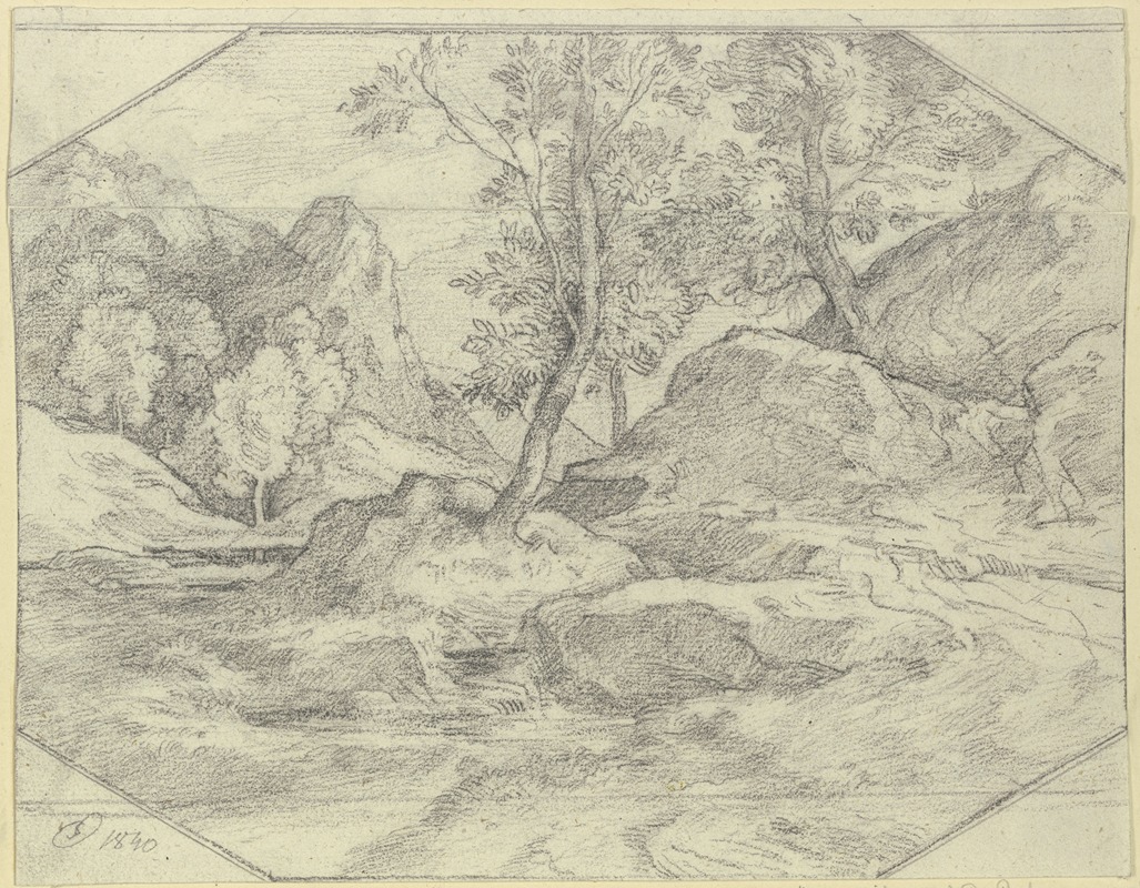 Landschaft mit Bäumen und Felsen — Иоганн Генрих Фердинанд Оливье
