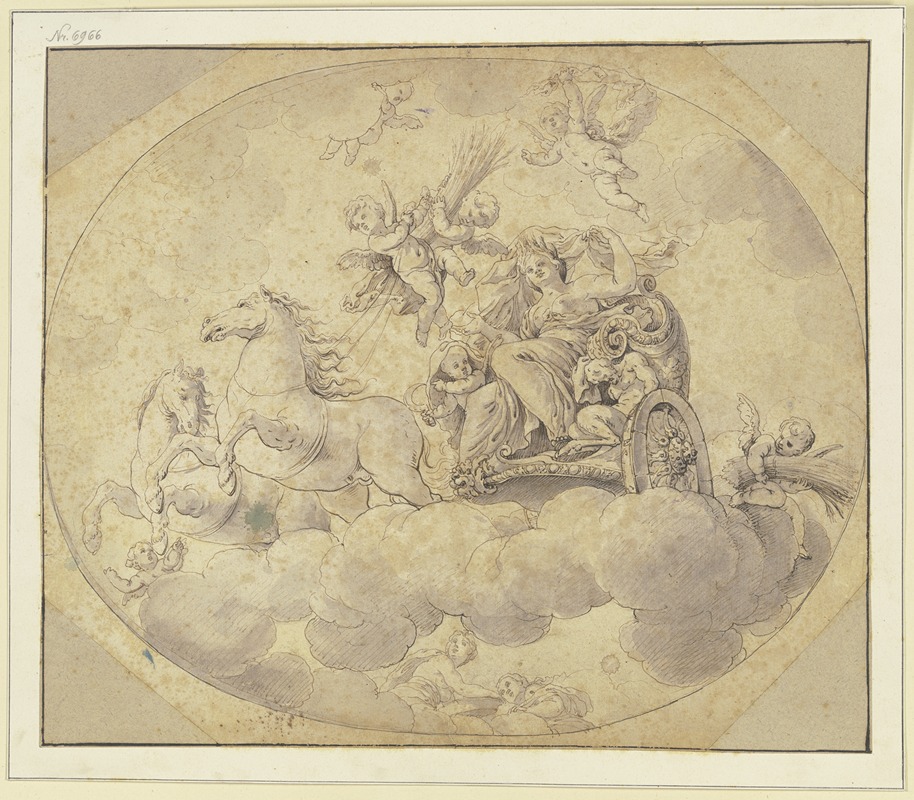 Ceres auf einem Wagen in Wolken — Francesco Albani