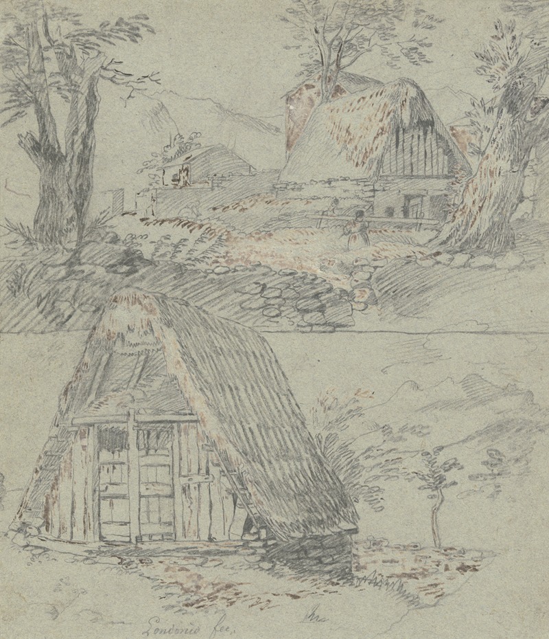 Study sheet; Farmhouses by Francesco Londonio — digital art print download