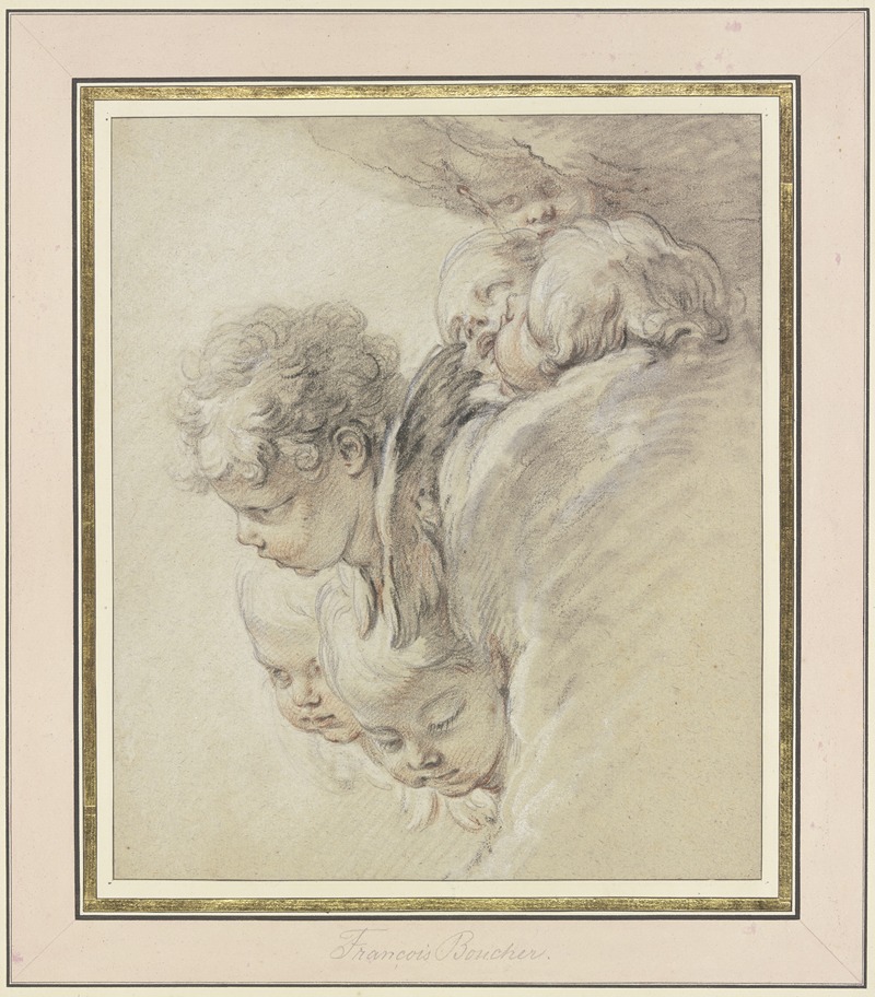 Engelsköpfe in Wolken (Geburt Christi) — François Boucher