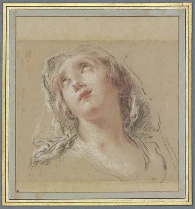 Kopf einer Frau mit Schleier (Vestalin, das Feuer hütend) by François Le Moyne — digital art print download