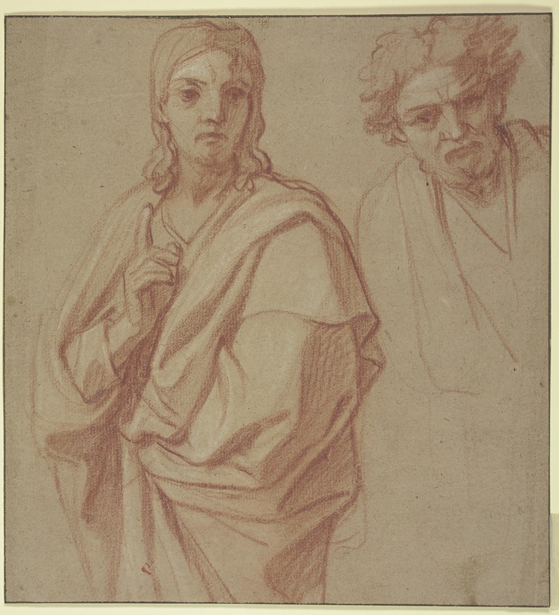 Studienblatt; Christus und ein Apostel by François-Alexandre Verdier — digital art print download