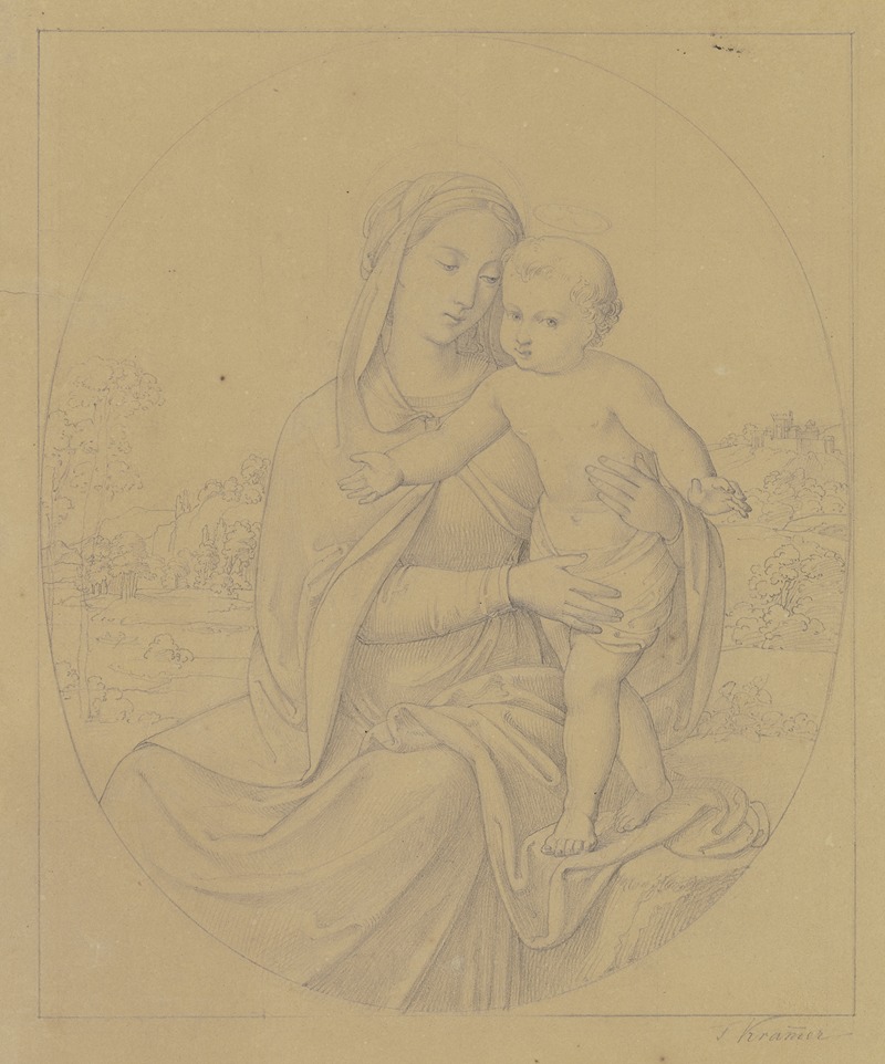 Maria mit dem Jesuskind in einer Landschaft — Франц Краммер