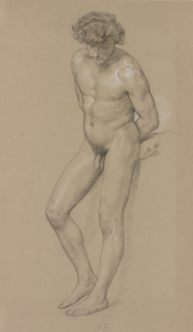 Standing male nude. by Фредерик Лейтон — digital art print download