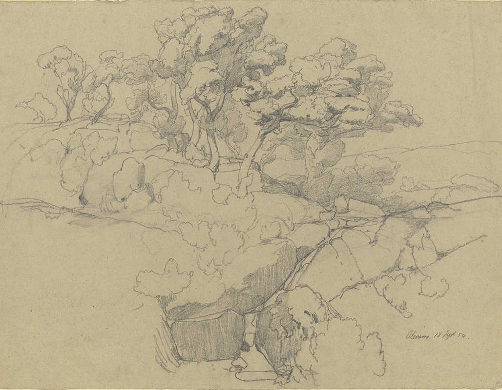 Oaks near Olevano by Фридрих Карл Хаусманн, 1854 — digital art print download