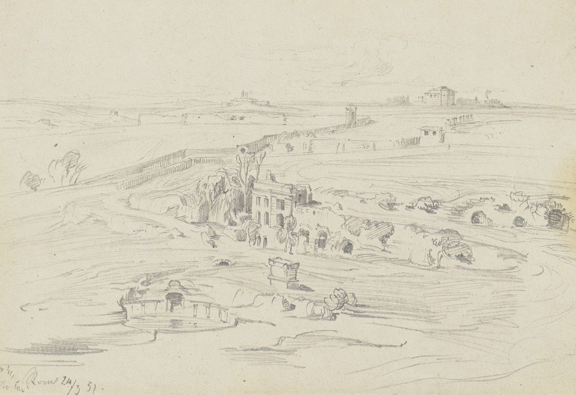 Landscape near Rome by Friedrich Metz, 1851 — digital art print download