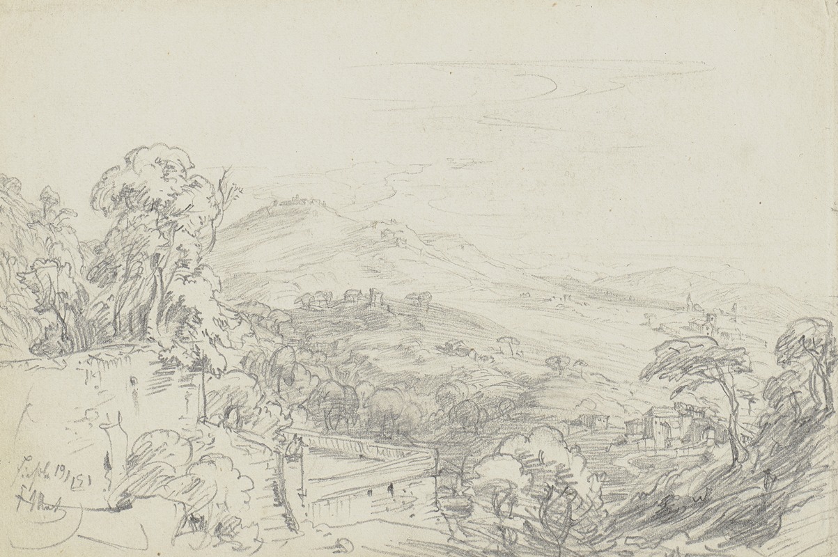 Near Fiesole by Friedrich Metz, 1851 — digital art print download