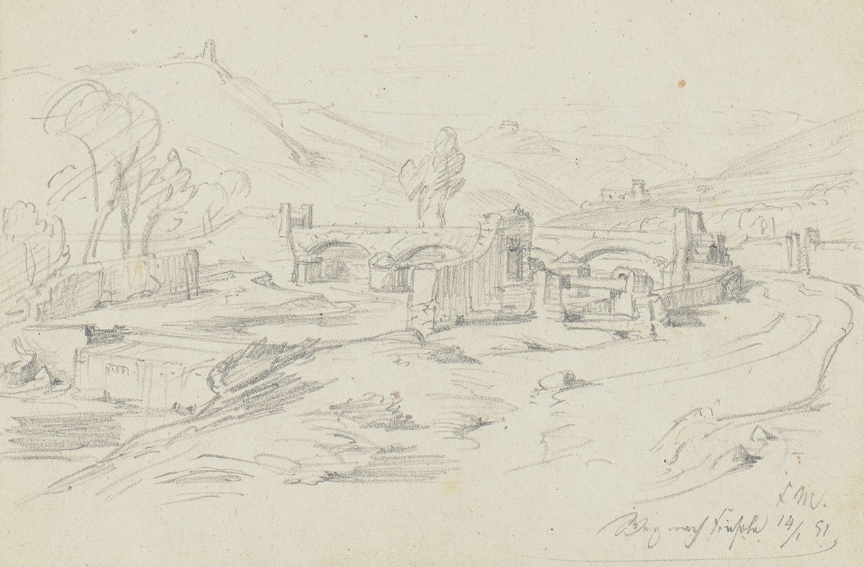 Path to Fiesole by Friedrich Metz, 1851 — digital art print download