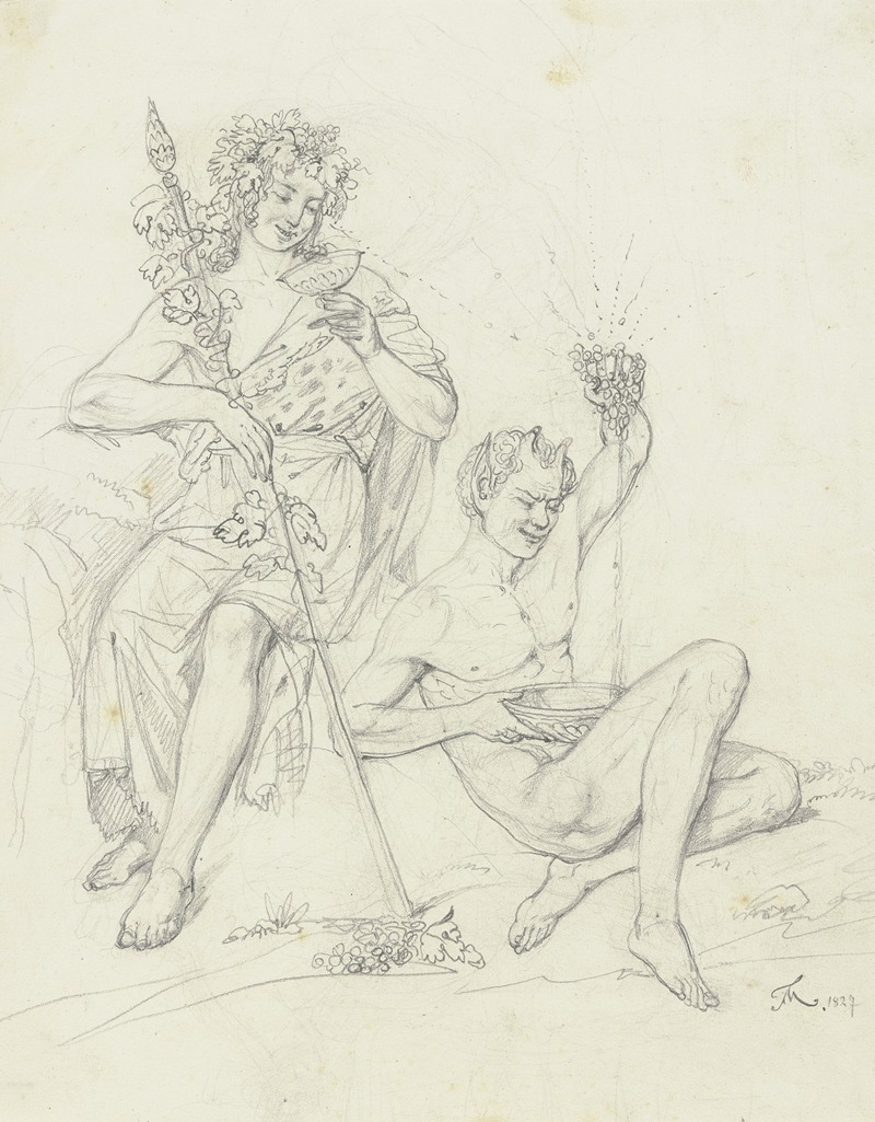 Bacchus and Faun by Фридрих Мосбруггер, 1827 — digital art print download