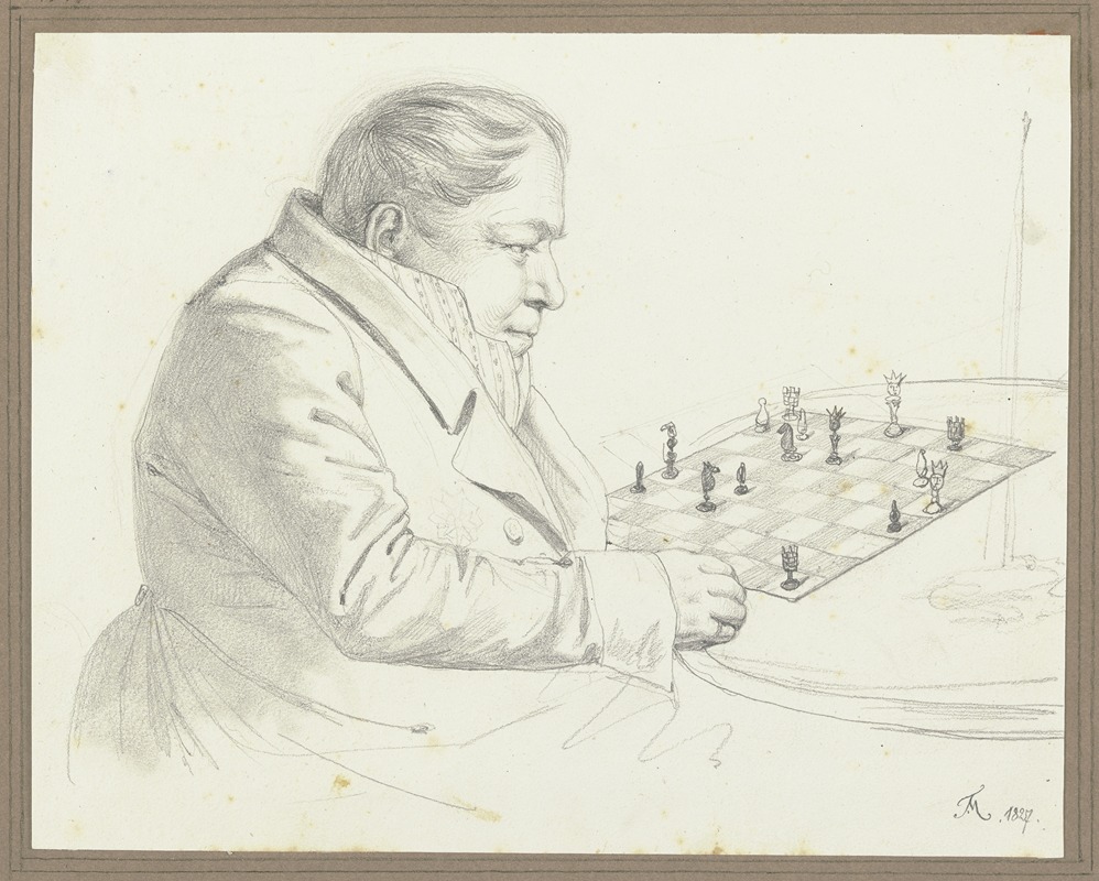 Man at the chess board by Фридрих Мосбруггер, 1827 — digital art print download