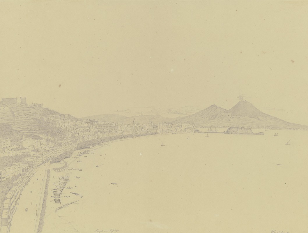 Bay of Naples by Friedrich Wilhelm Ludwig, 1851 — digital art print download