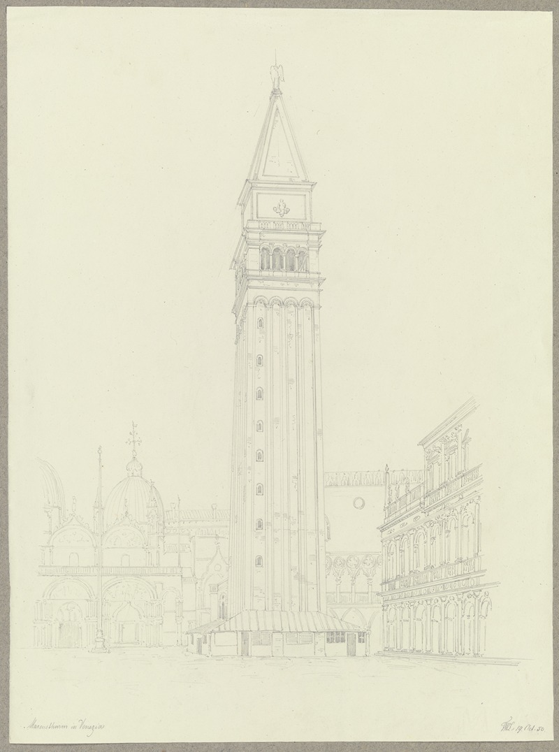 Der Markusturm in Venedig by Friedrich Wilhelm Ludwig, 1850 — digital art print download