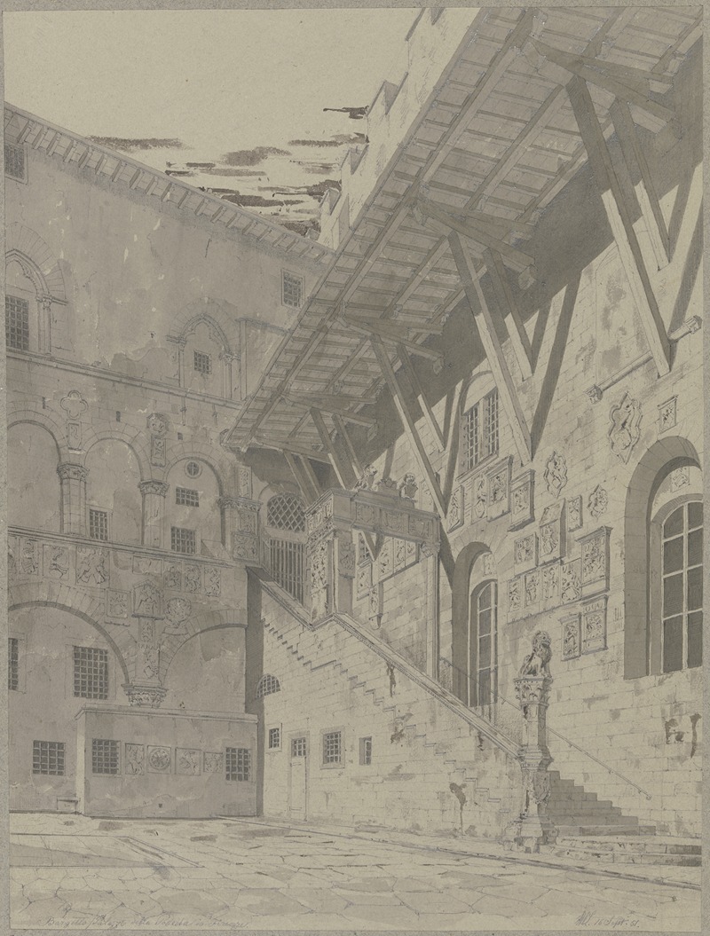 Hof des Bargello in Florenz — Friedrich Wilhelm Ludwig